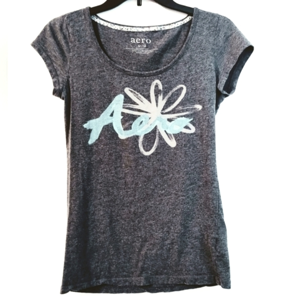 AERO 100% COTTON CAP SLEEVE GRAPHIC TEE SHIRT SIZE M